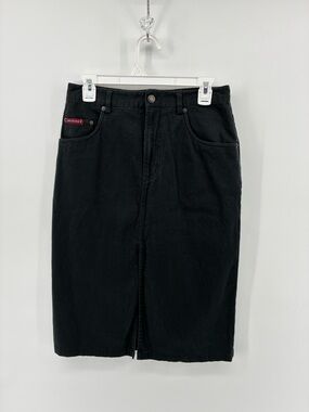 Vintage Nevada Front Slit Black Denim Skirt
